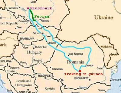 Mapa trasy: Rumunia. Sierpień - wrzesień 2001 r.